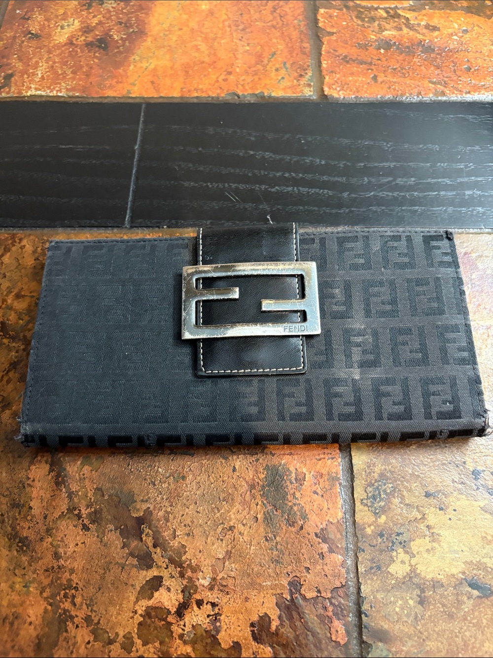 Vintage Fendi Black FF Monogram Logo Clasp Women’s Wallet